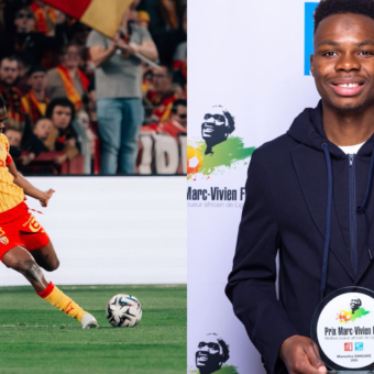 Mamadou Sangaré, de Mali, recebe prêmio de melhor jogador africano do campeonato francês